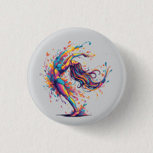Lebendiger Tanzfluss Abstrakte Weibliche Kunst Button