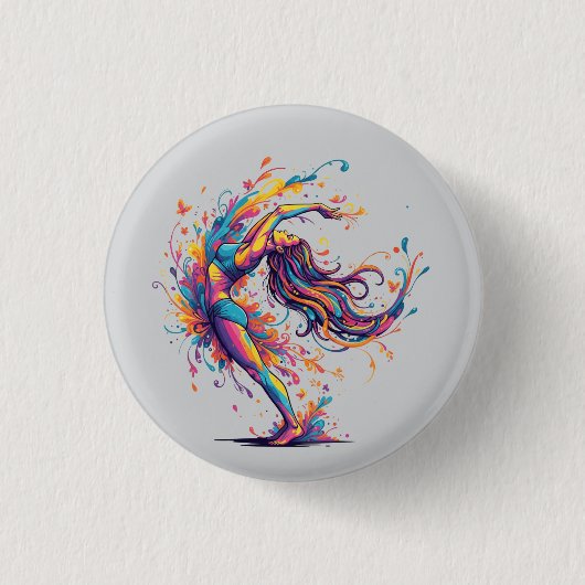 Lebendiger Tanzfluss Abstrakte Weibliche Kunst Button (Vorderseite)