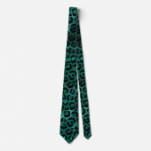 Lebendiger Teal-Metall-Leopardenprint Krawatte (Vorderseite)