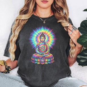 Lebendiger Tie-Dye-Buddha-Meditations-Lotus T-Shirt