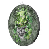Lebendiger Totenkopf mit grüner Hut-Illustration Dartscheibe (Vorderseite rechts)