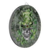 Lebendiger Totenkopf mit grüner Hut-Illustration Dartscheibe (Vorderseite Links)