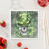 Lebendiger Totenkopf mit grüner Hut-Illustration Serviette (Beispiel)
