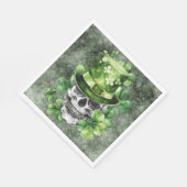 Lebendiger Totenkopf mit grüner Hut-Illustration Serviette (Ecke)