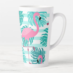 Lebendiger Tropischer Flamingo Palmsonnenuntergang Milchtasse