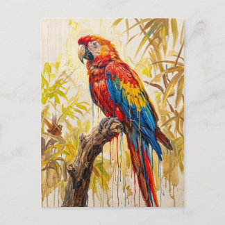 Lebendiger Tropischer Scharlachroter Ara-Vogel Postkarte