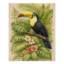 Lebendiger Tukane-Dschungel-Botanischer Exotischer