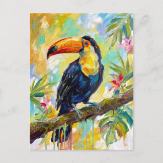 Lebendiger Tukane-Vogel: Tropische Wildtiermalerei Postkarte