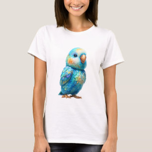 Lebendiger Türkis-Aquarell-Papagei Frauen T-Shirt