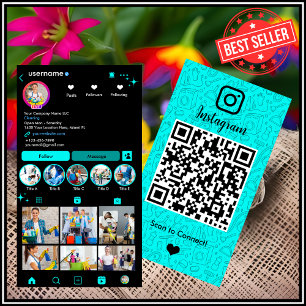 Lebendiger Türkis-Hausmädchen-Service Instagram QR Visitenkarte