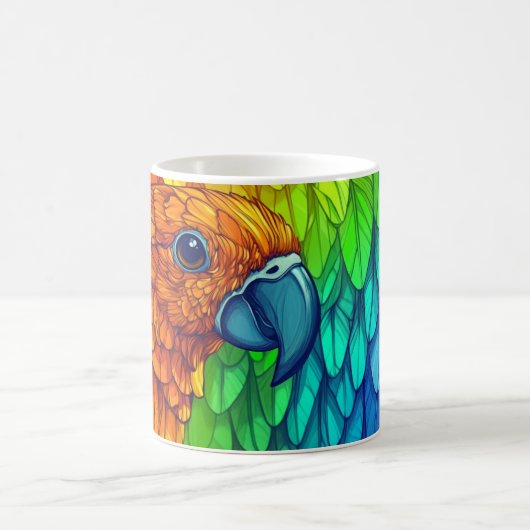 lebendiger und farbenfroher Papagei Kaffeetasse (Mittel)