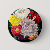 Lebendiger Vintage-Blumenstrauß aus Wildblumen Button (Vorderseite)