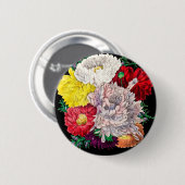 Lebendiger Vintage-Blumenstrauß aus Wildblumen Button (Vorne & Hinten)