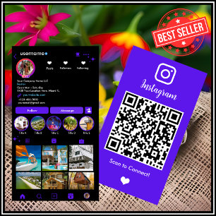 Lebendiger violetter Makler Instagram QR Code Visitenkarte