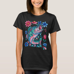 Lebendiger Wasserfarben-Barsch mit farbenfrohen Wi T-Shirt