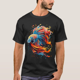 Lebendiger Wasserfarben-Betta-Fisch - Farbiger Sia T-Shirt
