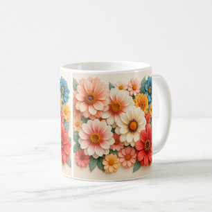 Lebendiger Wasserfarben-Blumen-Kaffeebecher Kaffeetasse