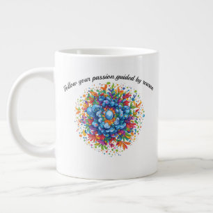 Lebendiger Wasserfarben-Blumenstrauß in Blau Jumbo-Tasse