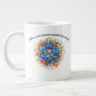 Lebendiger Wasserfarben-Blumenstrauß in Blau Jumbo-Tasse