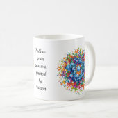 Lebendiger Wasserfarben-Blumenstrauß in Blau Kaffeetasse (VorderseiteRechts)