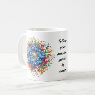 Lebendiger Wasserfarben-Blumenstrauß in Blau Kaffeetasse