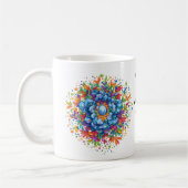 Lebendiger Wasserfarben-Blumenstrauß in Blau Kaffeetasse (Links)