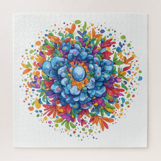 Lebendiger Wasserfarben-Blumenstrauß in Blau Puzzle (Vertikal)