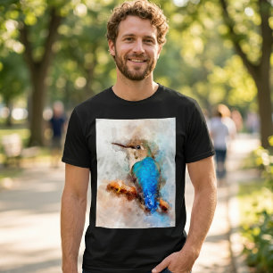 Lebendiger Wasserfarben-Kolibri auf einem Ast T-Shirt