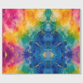 Lebendiger Wasserfarben-Regenbogen mit goldenen Ad Geschenkpapier (Flach)