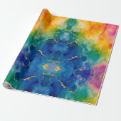 Lebendiger Wasserfarben-Regenbogen mit goldenen Ad Geschenkpapier (Ungerollt)