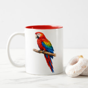 Lebendiger Wasserfarben-Scharlachara-Doppelseitige Zweifarbige Tasse