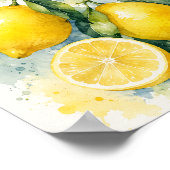 Lebendiger Wasserfarben-Zitronen-Kunst-Druck Poster (Ecke)