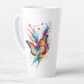 Lebendiger Wasserfarbener Monarchfalter-Splash Milchtasse (Linke Ecke)