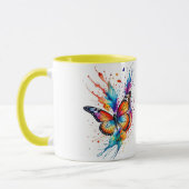 Lebendiger Wasserfarbener Monarchfalter-Splash Tasse (Links)
