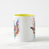 Lebendiger Wasserfarbener Monarchfalter-Splash Tasse (Zentrum)