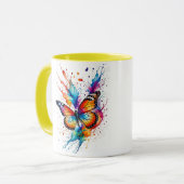 Lebendiger Wasserfarbener Monarchfalter-Splash Tasse (Vorderseite Links)
