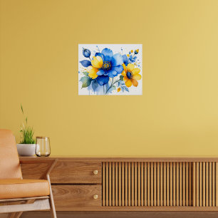 Lebendiger Wasserfarbenstrauß Poster