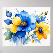 Lebendiger Wasserfarbenstrauß Poster (Vorne)
