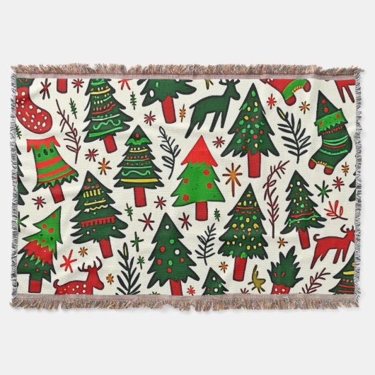 Lebendiger Weihnachtsmuster-Kunstprint Decke (Vorderseite)