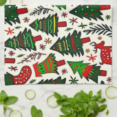 Lebendiger Weihnachtsmuster-Kunstprint Geschirrtuch (Gefaltet)