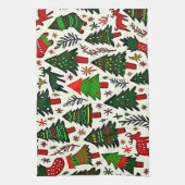 Lebendiger Weihnachtsmuster-Kunstprint Geschirrtuch (Vertikal)