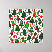 Lebendiger Weihnachtsmuster-Kunstprint Leinwanddruck (Vorderseite)