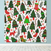 Lebendiger Weihnachtsmuster-Kunstprint Leinwanddruck (Insitu (Holzboden))