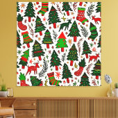 Lebendiger Weihnachtsmuster-Kunstprint Leinwanddruck (Insitu (Wohnzimmer))
