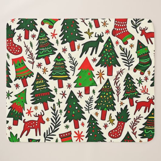 Lebendiger Weihnachtsmuster-Kunstprint Sherpadecke (Vorderseite (Horizontal))