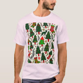 Lebendiger Weihnachtsmuster-Kunstprint T-Shirt (Vorderseite)