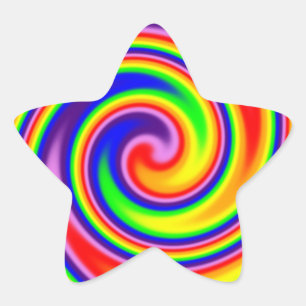 Lebendiger Wirbel aus Regenbogenfarben in sanfter  Stern-Aufkleber