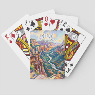 Lebendiger Zion Nationalpark Canyon Fluss Wandern  Spielkarten