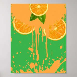 Lebendiger Zitrusorange-Drip-Poster Poster