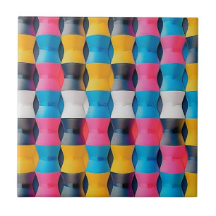 Lebendiges 3D-Stundenglas-Geometrisches Muster Fliese